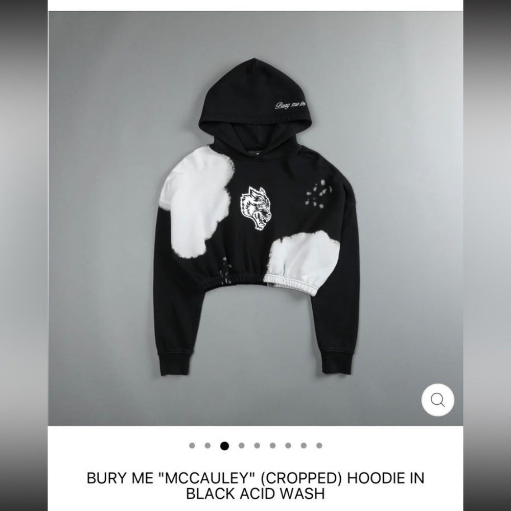 Darc Sport BURY ME MCCAULEY CROPPED HOODIE IN BLACK ACID WASH